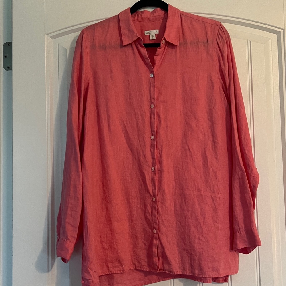 J Jill Love Linen Beachy button down Essential Shirt Size Medium
